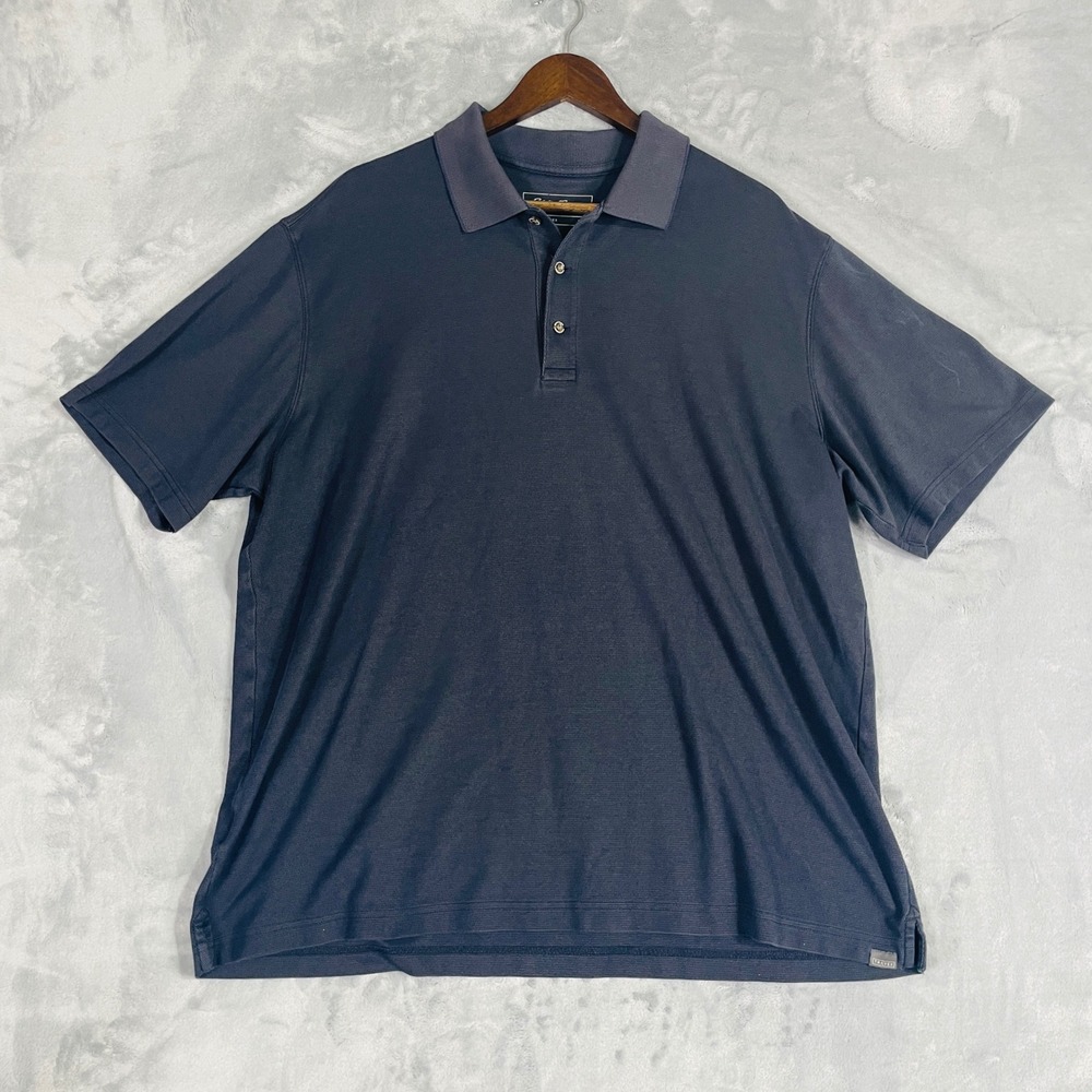 Eddie Bauer Polo Shirt Mens XL Blue Excellent Travex Short Sleeve Pique Top